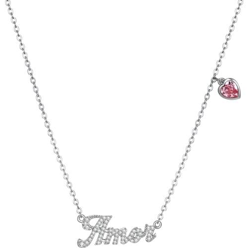 SILVERHOO Sterling Silver 925 Jewelry Womens Necklace Heart Austria Crystal Letter Pendant Necklaces Hot Sale Engagement Gift