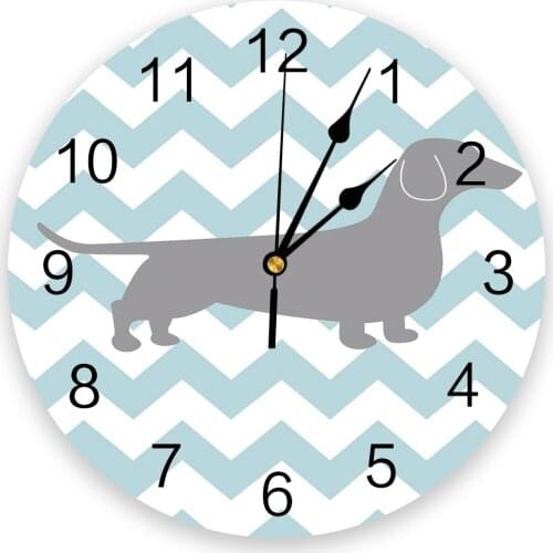 Dachshund Dog Silhouette Silent Decorative Wall Clock Digital Clock Operated Round Home Office School Clocks