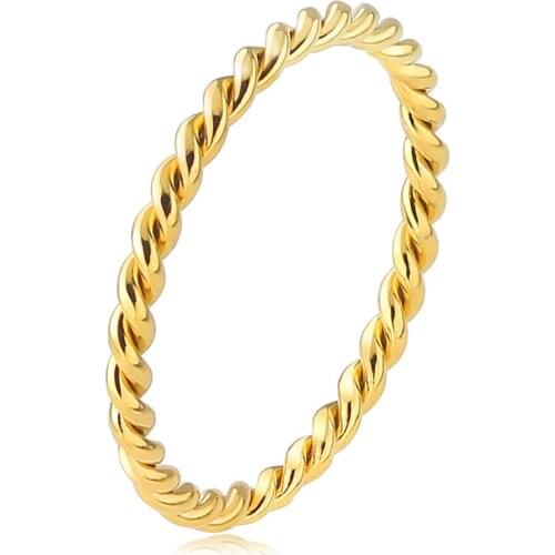 Todorova 2MM Knuckle Rope Twist Ring Stainless Steel Wedding Band For Women Girls Geometric Circle Minimalist Jewelry