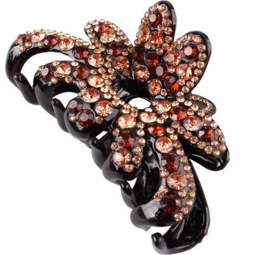 Women Rhinestone Hair Claw Big Shiny Colorful Clamp Hairpins Ladies Crystal Hair Crab Female Vintage Headwear