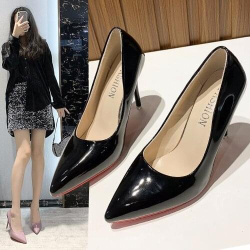 2021 New Women Yellow Blue 10cm High Heels PU Leather Female Scarpins Office Pointed Toe Tacons Pumps Shoes Plus Size