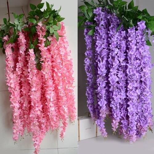 1.6M Artificial Wisteria Flower Rattan Vines Garlands Silk Flower For Wedding Party Decorations Home Ornament