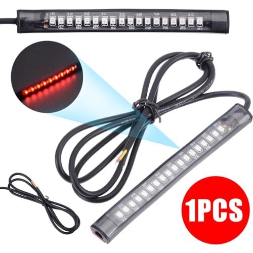 1pc Universal Flexible 18LED Motorcycle Light Bar Strip Tail Brake Stop Turn Signal Strip Light for Motorcycles