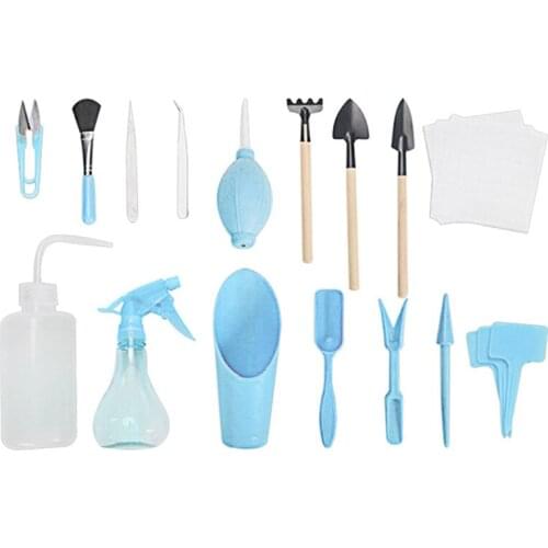 16 Pcs/set Succulent Planting Tool Set Gardening Supplies Rake Shovel Watering Pot Shovel Spoon Seedling Lifter Garden Tools