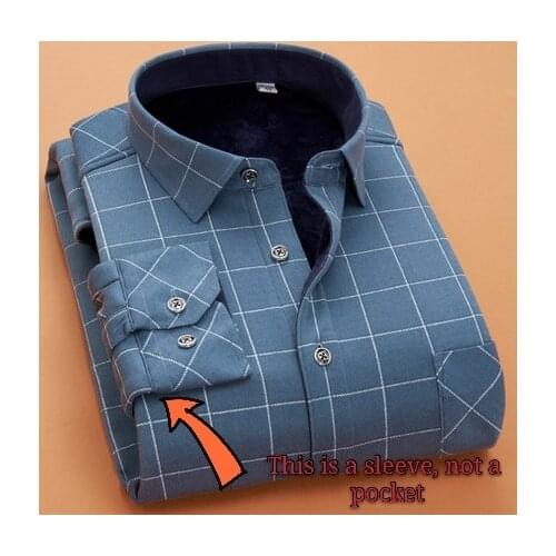2020 Winter Mens Fashion Warm Long Sleeve Plaid Shirt Thick Fleece Lined Soft Casual Flannel Warm Dress Shirt Plus Size 5XL 6XL