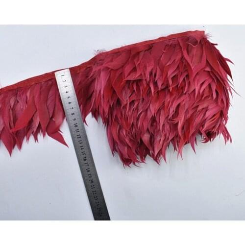 5Meters/10Meters Wine Red Shred Goose Feathers Trims Geese Natural White Pheasant Feather for Crafts Trim Fringe Ribbon Plumas