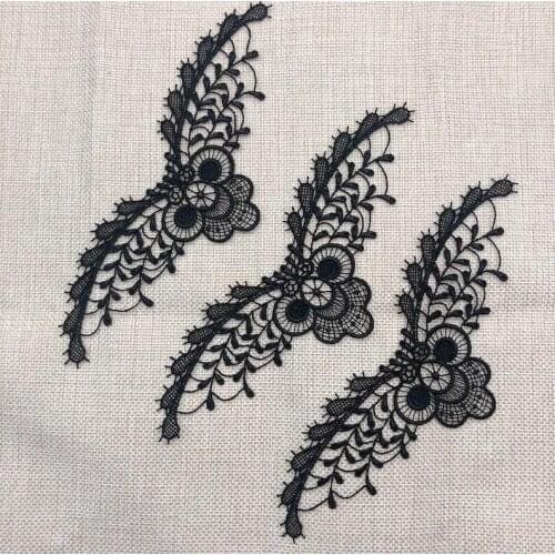 5 Pieces 17.5*4.5cm Neckline Flower Appliques Embroidered Mesh Patch Pretty Small Lace Collar for Clothes Garment Accessories