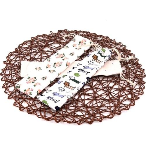 50pcs Portable Tableware Bag Drawstring Bag Cotton And Linen Travel Storage Bag Spoon Chopsticks Small writing brush toothbrush