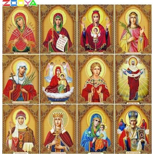 Zooya Diamond Painting Cross Stitch 6 Picture Religion Icon 5D Diamond Embroidery Mosaic New Year Decoration Gift Handmake 6Zj07