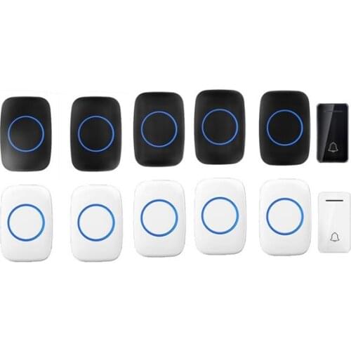 Wholesales 5 receivers wireless door bell emitter free of battery wireless doorbell ip44 200M work door chime door ring 110-240V