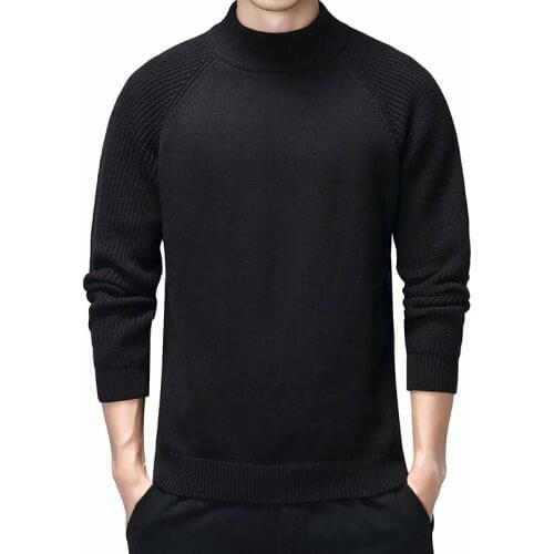 Black Sweater Men Autumn Warm Mens Knitted Pullover Sweaters Solid Color Casual O-Neck Pull Homme Cotton Pullover Men Clothing
