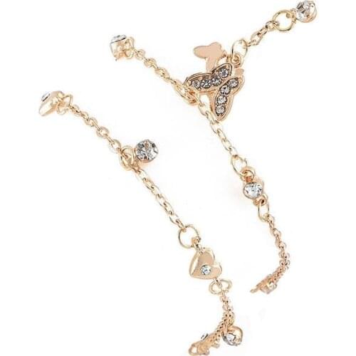 Coxeer 2Pcs/Set Romantic Sweet Women Anklet Fashion Butterfly Decor Anklet Bracelet For Beach Travel Jewelry Accessories