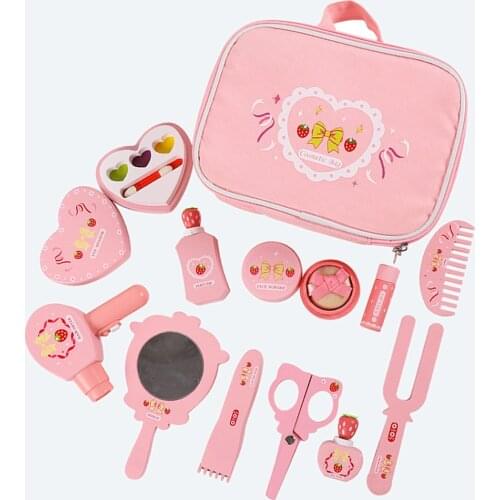 Wooden Pretend Play Toys for Girls Toddler Makeup Playset 12 Piece Kit Gift