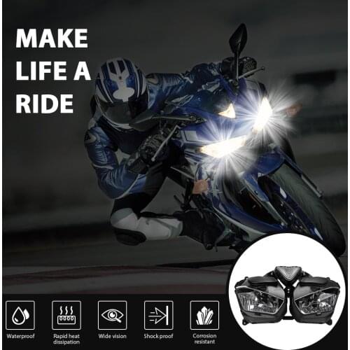 KEMiMOTO Headlight For YAMAHA YZF R25 R3 Motorcycle Head light lamp Assembly with Bulb YZF-R3 YZF-R25 2013 2014 2015 2016 2017