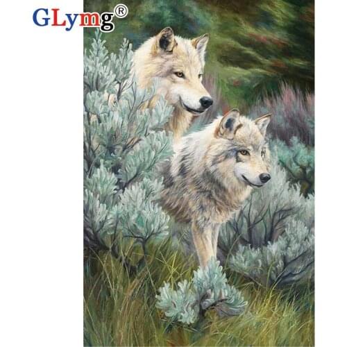 GLymg 5d Diy Diamond Painting Full Drill Cross Stitch Full Square Wolf Animal Picture Rhinestones Embroidery Wall Home Decor