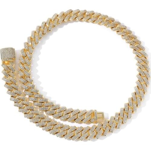 Hip Hop Cuban Chain Ice Out AAA Cubic Zircon Men Necklace High Quality Link for Couple Jewelry