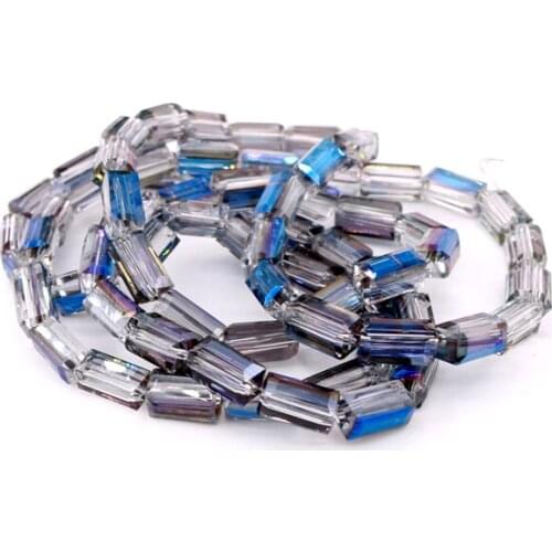 Hot 70pcs/lot Cube Crystal Beads 4x8mm Multi Color Glass Mini Spacer Beads Fit Women Earrings Bracelet Hair Hoop Fashion Jewelry