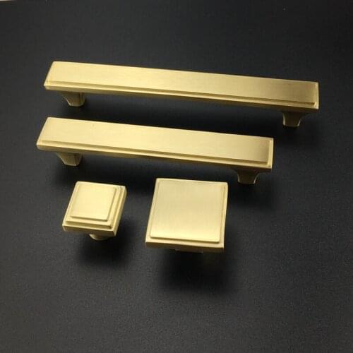 HQ Solid Brass Dresser Knobs Drawer Pulls Handles Cabinet Door Knob Handle Pull Single/Double Hole Knob Pull Handle