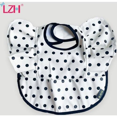 LZH 2021 Fashion Wave Point Baby Waterproof Pu Stuffs Bibs For Girls Cute Baby Bibs Burp Cloths Cute Feeding Kit Boy Accessories