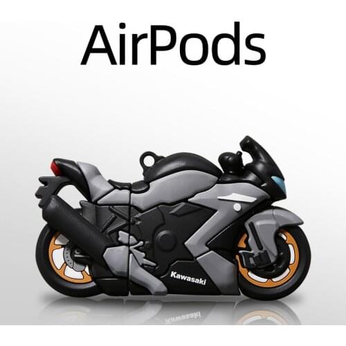 Motorcycle For AirPods 1 2 Case Cool 3D Box Fashion Racing Car Soft Silicone Wireless Bluetooth Earphone Protective Cover