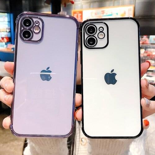 Soft Electroplated Phone Case For iPhone 11 12 Pro Max XS X XR Max 7 8 Plus SE 2020 mini Transparent Protective Cases Cover