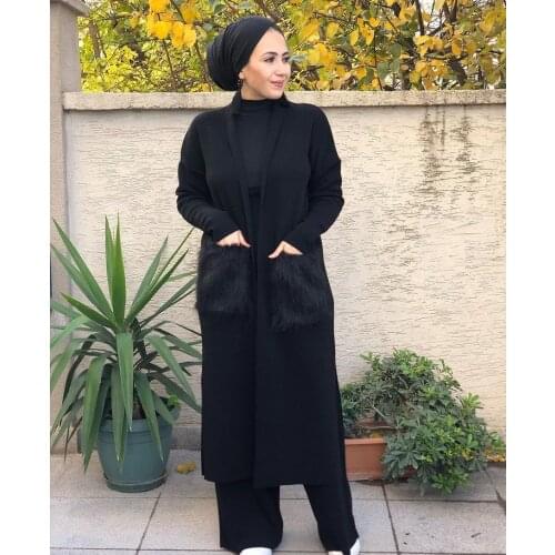 Müslüman Giyim Yelek Tunik Abaya 2021 Model Bayan Giyim Hırka 12 Renk