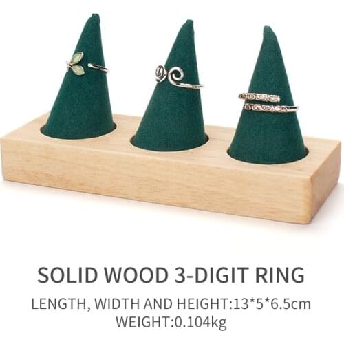 New 3-grids ring jewelry display wood green stand women earring pendent bracelet showcase trays jewellery organizer storage box