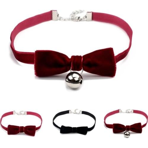 1pc Bow Choker Necklace Fashion Chic Velvet Collar Necklace Bell Velvet Choker Clavicle Chain Jewelry Accessories