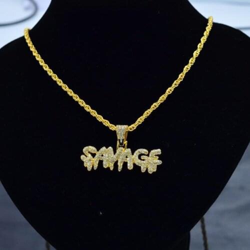 Hip-hop Alphabet Crystal Letter Pendant Necklace Punk Gold Silver Plated Necklace Jewelry For Men Women Couples #293807