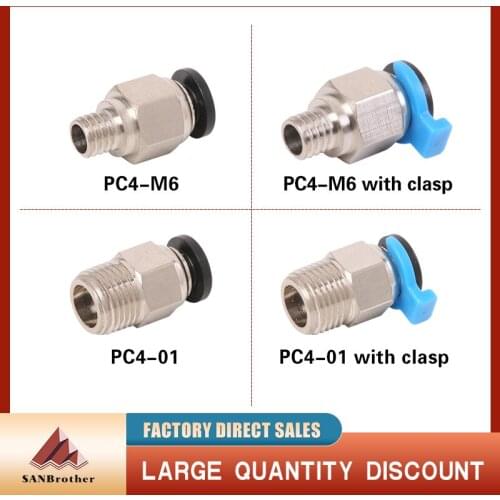 Pneumatic Connectors Bowden Extruder V6 V5 J-head Hotend for OD 4mm PTFE Tube Quick Coupler j-head Fittings 3D Printer Parts