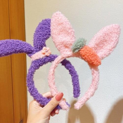 Winter Children Cute Lamb Wool Cartoon Ears Flower Hair Clips Hairbands Girls Soft Hairpins Headbands Kids Hair Accessories