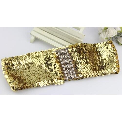 Gold Sequin Belt For Women Girls Luxury Designer Bling Bling Wide Belts For Jeans Coat Sweater Fashion Party Dress Accessories