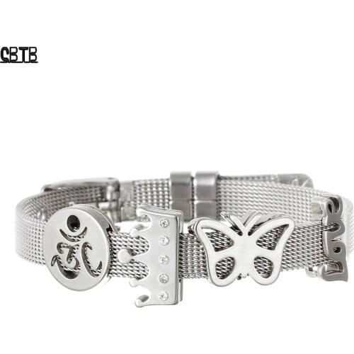 Adjustable Size Stainless Steel Unisex Bracelet Exquisite Crown Charm Butterfly Luxury Jewelry Bracelet Holiday Gift Wholesale