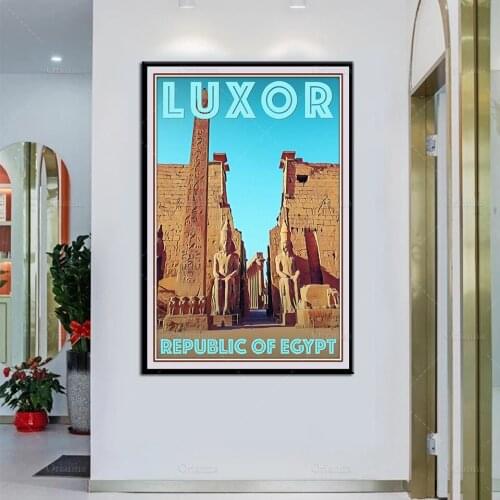 Retro Vintage Style Travel Poster Canvas Picture-Luxor Republic Of Egypt Modular Home Decor Prints Wall Art Painting Living Room