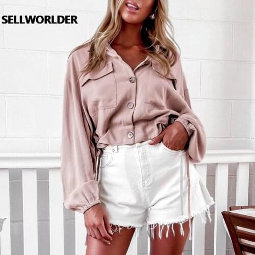 Sexy Pink Casual Women Blouse Shirt Long Sleeves 2020 Solid Elegant Tops Office Lady Work Wear Party Blouses Tops