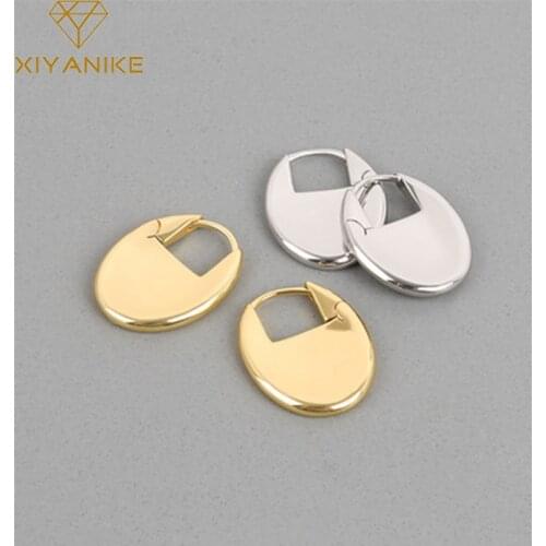 XIYANIKE 925 Sterling Silver Geometric Egg Shape Earrings Female Retro Cold Wind All-match Fashionable Handmade Jewelry Cерьги