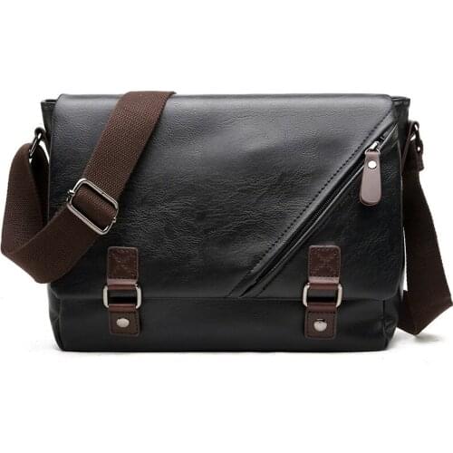 Mens Leather Vertical Shoulder Bags PU Leather Hasp Handbag Fashion Luxury Design Black Male Crossbody Messenger Bag for Unisex