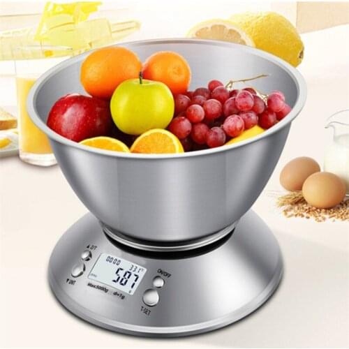 Stainless Steel Kitchen Scale 5kg/1g Electronic Scale Household Food Weighing Digital Scale With Bowl Cooking Baking Tools