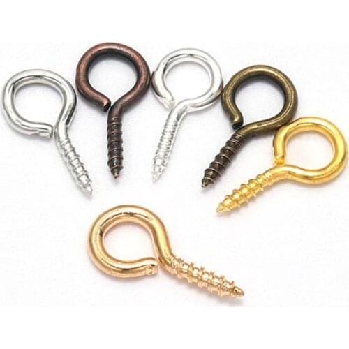 200ps 6*13mm Eye Pins Eyepins Hooks Eyelets Screw Threaded Jewelry Pendant Clasps For DIY Jewelry Making Accessories Supplies