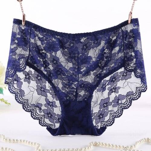 Woman breathable underwear Big yards quality underpant Sexy ladies panties female lace transparent large size hollow Briefs
