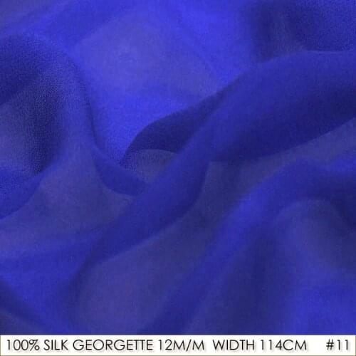 100% Silk Chiffon Georgette 12 momme Pure Silk Fabric 114cm Width Shirts and Dresses Sewing Fabrics Royal Blue11