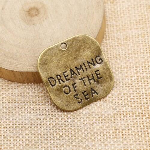 13pcs 30x30mm antique bronze Large dreaming of the sea charms diy retro jewelry fit Earring keychain hair card pendant