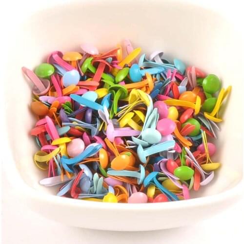 200Pcs Mixed Pastel Round Brads Embellishment Fastener Scrapbook DIY Brad Metal Crafts Shoes Clothes Decorations 5.5x11mm c1969