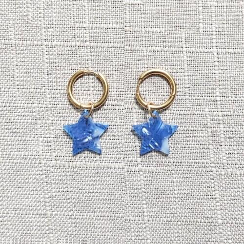 2021 Acrylic Five-pointed Star Pendant Earrings Variety Color For Ladies Exquisite Fashion Charm Kolczyki Stainles Steel Hoops