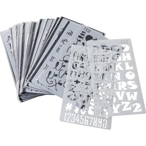 24pcs Hollow Painting Stencil Alphabet Letter Number Planner Set Stencils Journal Notebook Diary Crafting DIY Drawing Template