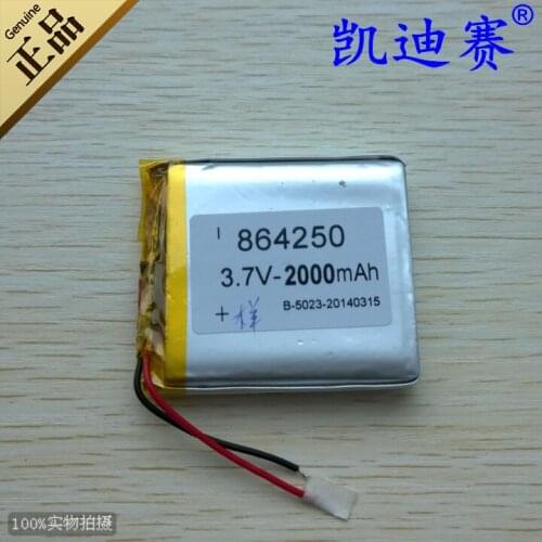 3.7V 2000mAh polymer lithium battery 864250 GPS navigation LED speaker mobile power supply Rechargeable Li-ion Cell Rechargeable