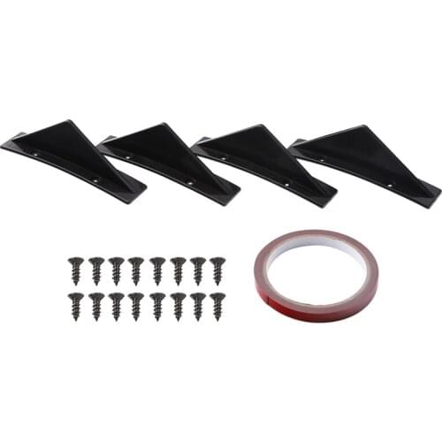 4 PCS Universal Car Rear Bumper Lip Diffuser Triple-cornered Spoiler Splitter for Benz Toyota Jeep E90 E36 X5 Etc