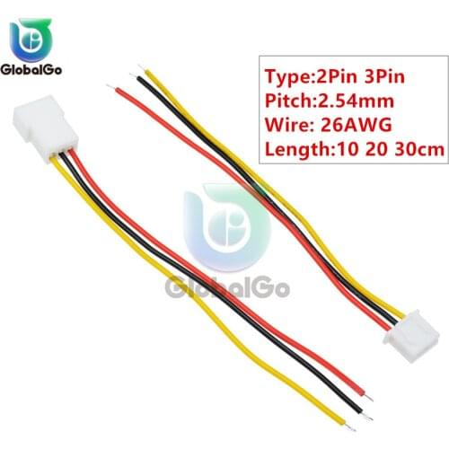 5pair 10cm 20cm 30cm Long JST 2Pins 3Pin Plug Male to Female Wire Connector 26AWG XH 2.54mm PCB Connector Cable