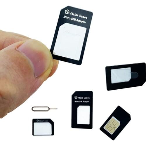 SIM Card Adapter 4 in 1 micro sim adapter with Eject Pin Key Retail Package
