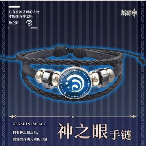 Anime Genshin Impact Eye of Wind Fire Thunder And Water Bracelets Chain Jewelry Men Women Wristband Britbday Xmas Gift